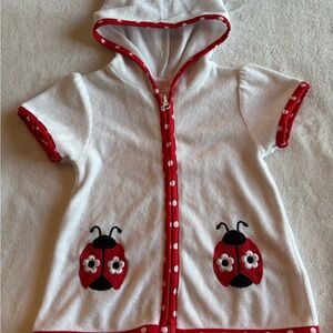 Ladybug Hooded Terry Swim Cover Up Dress 3–6M